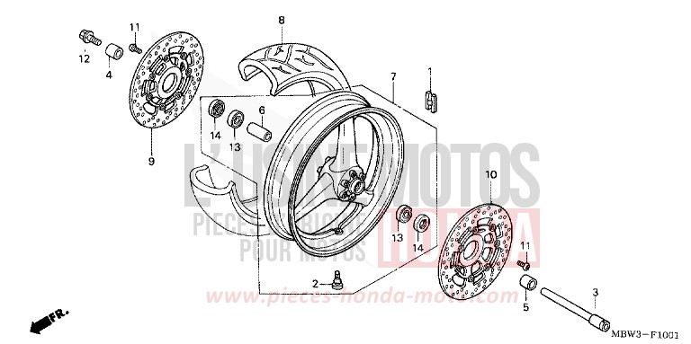 VORDERRAD (2) von CBR600F VR Special PEARL FLASH YELLOW (Y163) von 2001